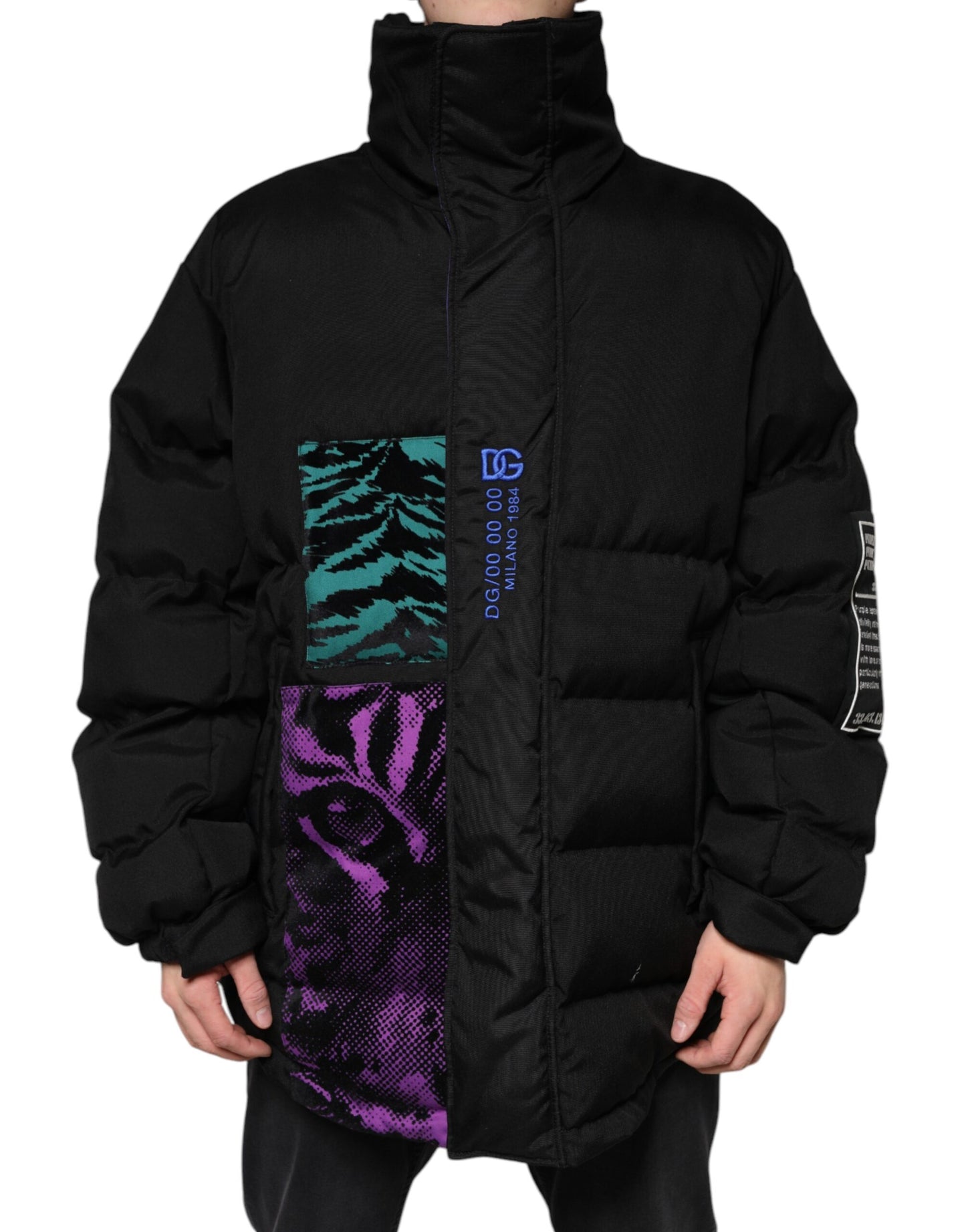 Dolce & Gabbana Black Nylon Puffer Men Full Zip Jacket by Dolce & Gabbana