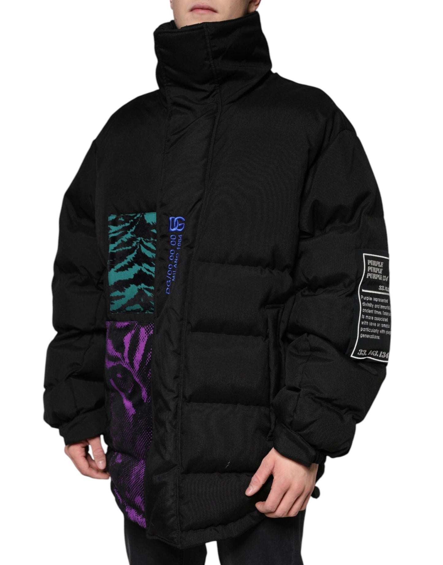 Dolce & Gabbana Black Nylon Puffer Men Full Zip Jacket by Dolce & Gabbana