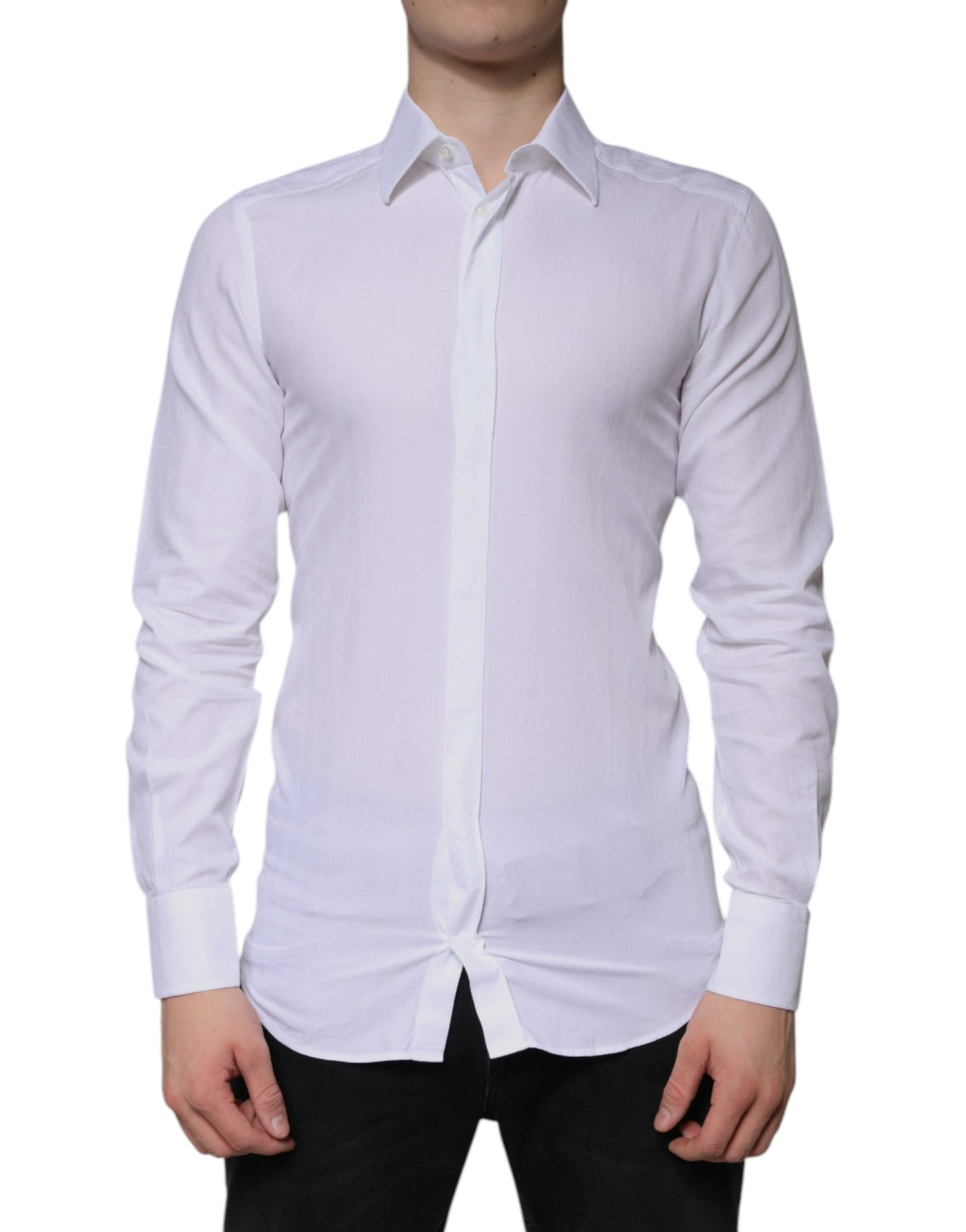 Dolce & Gabbana White Cotton Formal Men GOLD Dress Shirt by Dolce & Gabbana