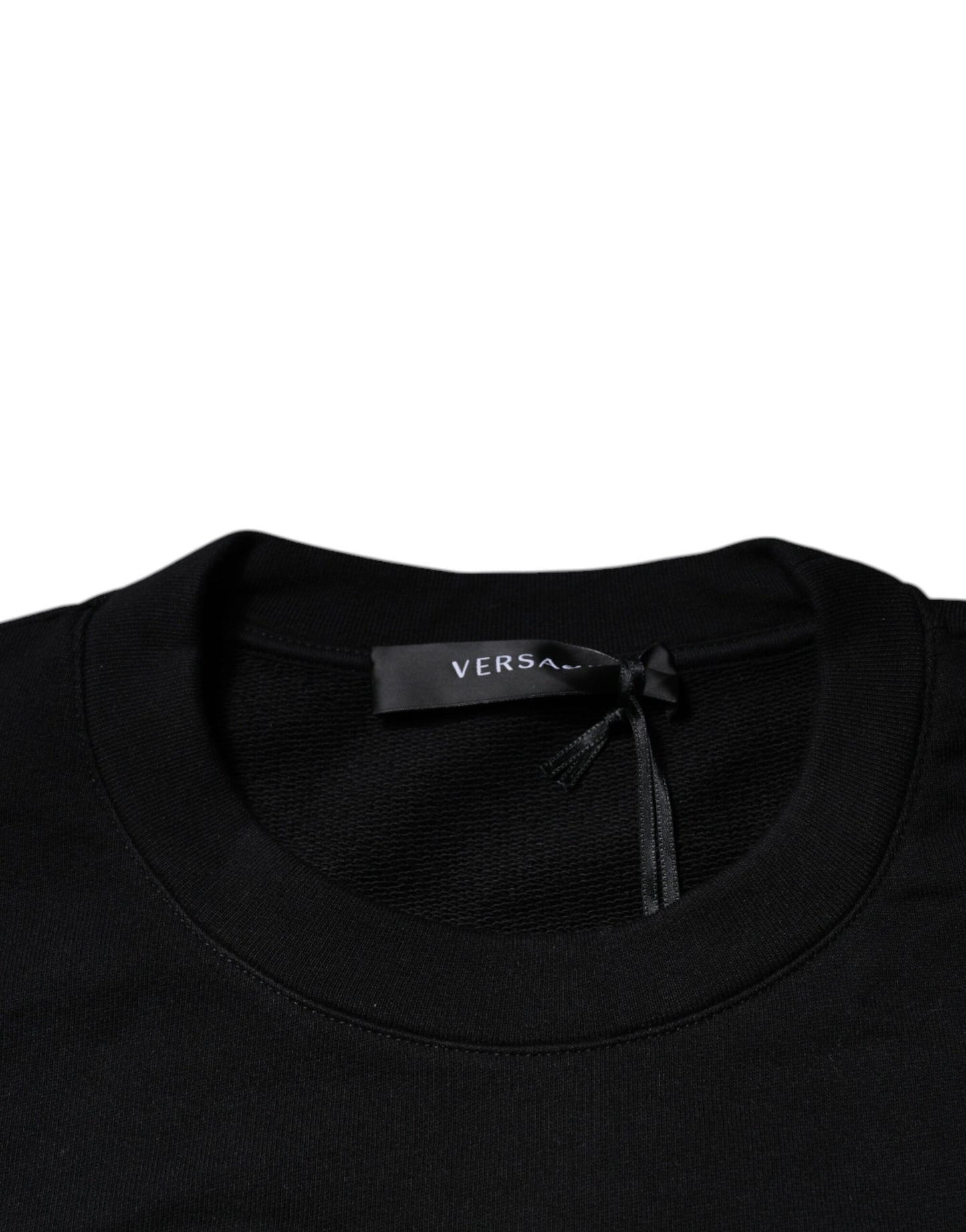 Pull ras du cou noir brodé Medusa de Versace