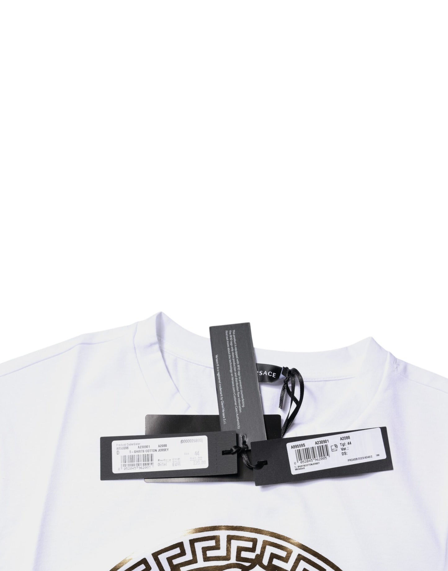 T-shirt ras du cou en coton blanc à imprimé Medusa Versace