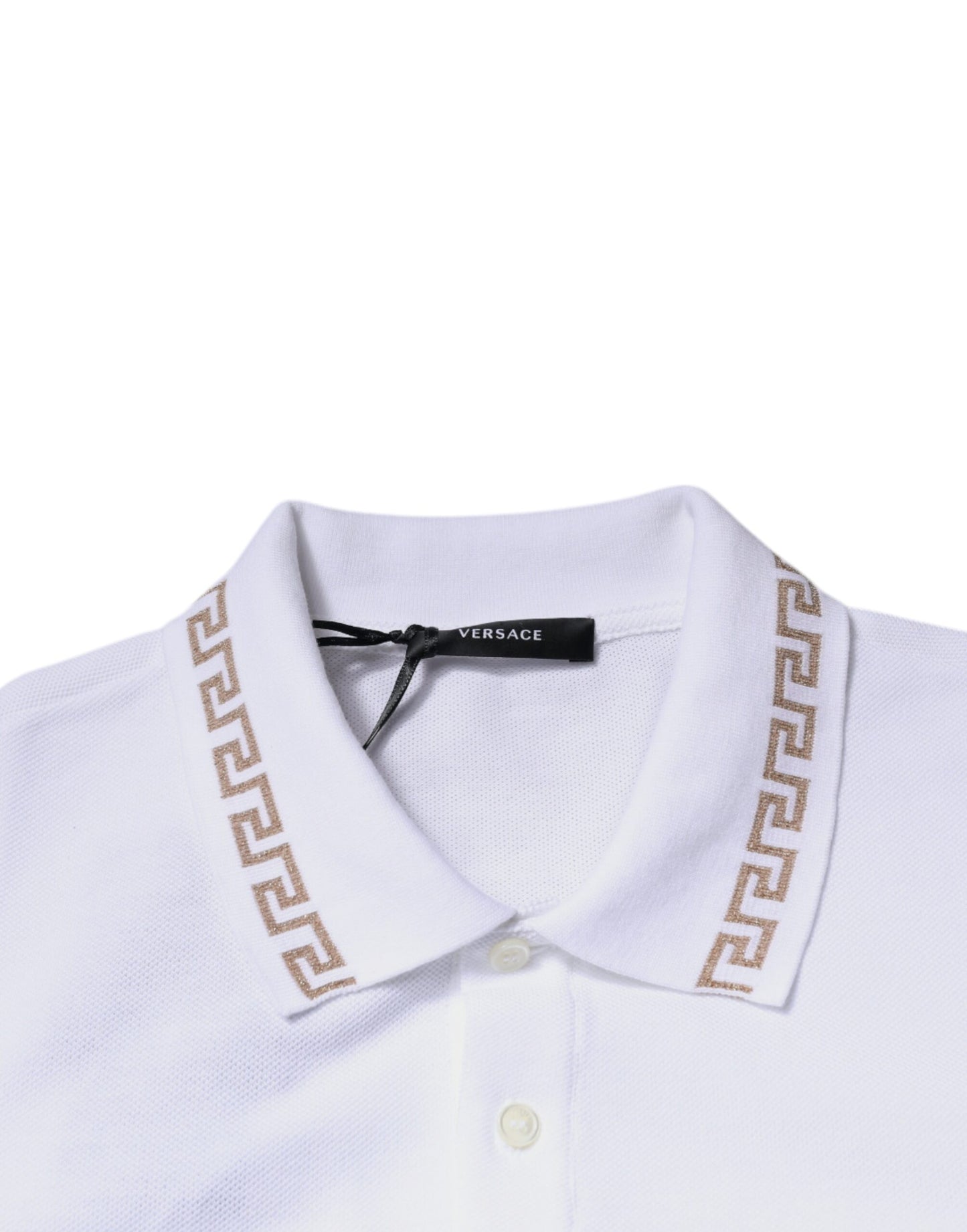 Polo Versace blanc à manches courtes et col en viscose pour homme