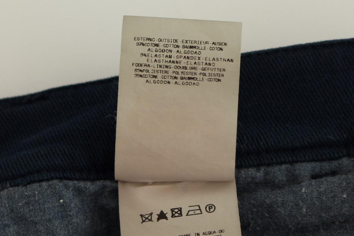 Pantalon chino élégant en coton stretch bleu GF Ferre