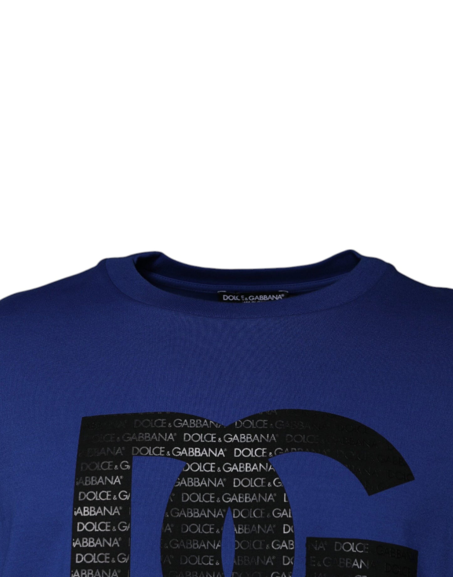 Dolce & Gabbana Blue Logo Print Cotton Men Crew Neck T-shirt by Dolce & Gabbana