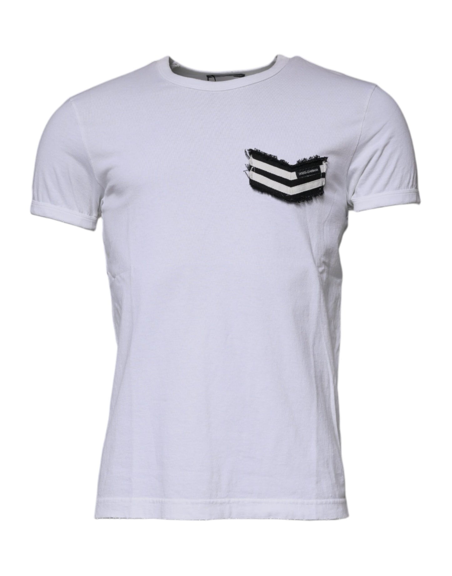 Dolce & Gabbana White Stripes Crew Neck Short Sleeves T-shirt by Dolce & Gabbana