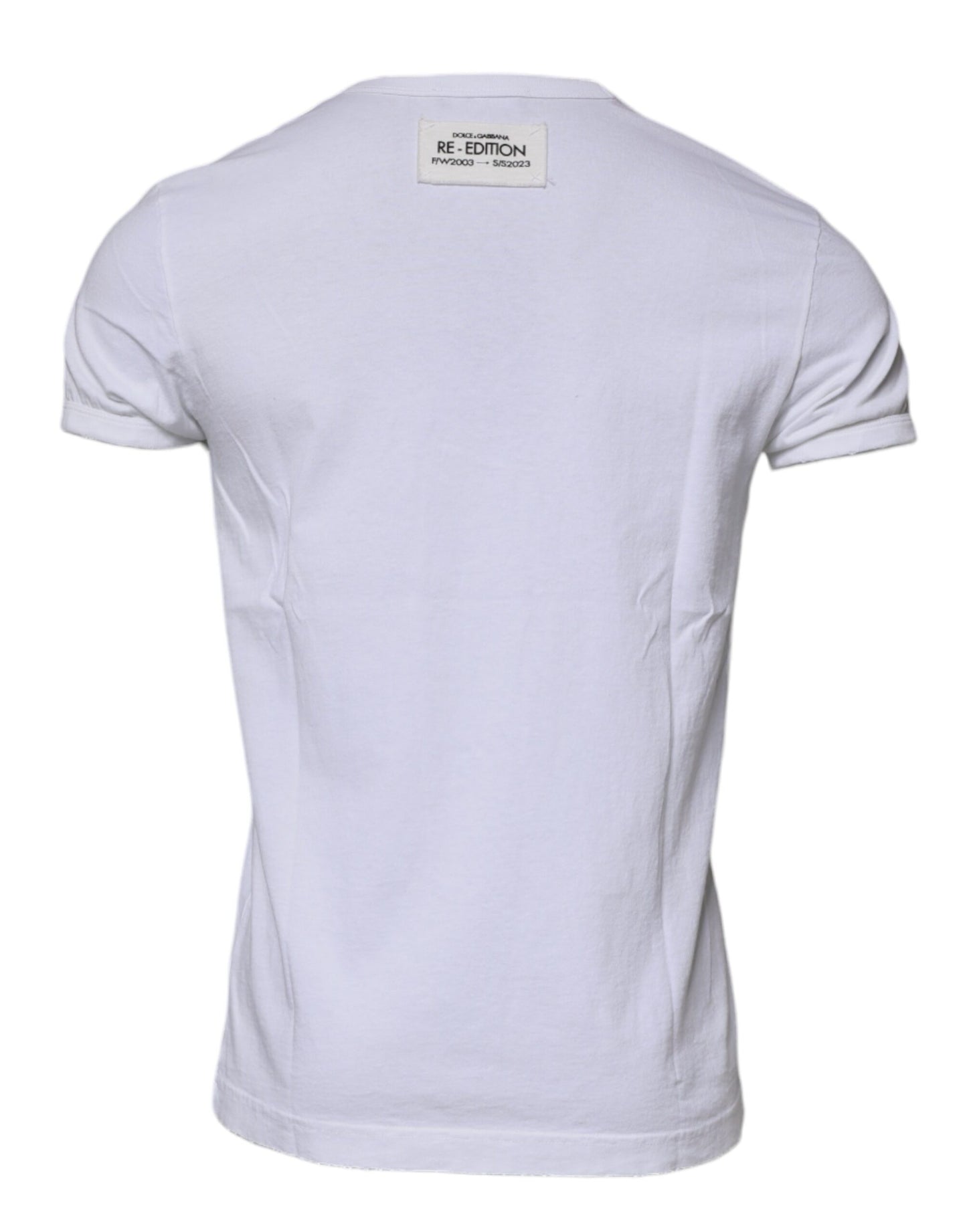 Dolce & Gabbana White Stripes Crew Neck Short Sleeves T-shirt by Dolce & Gabbana