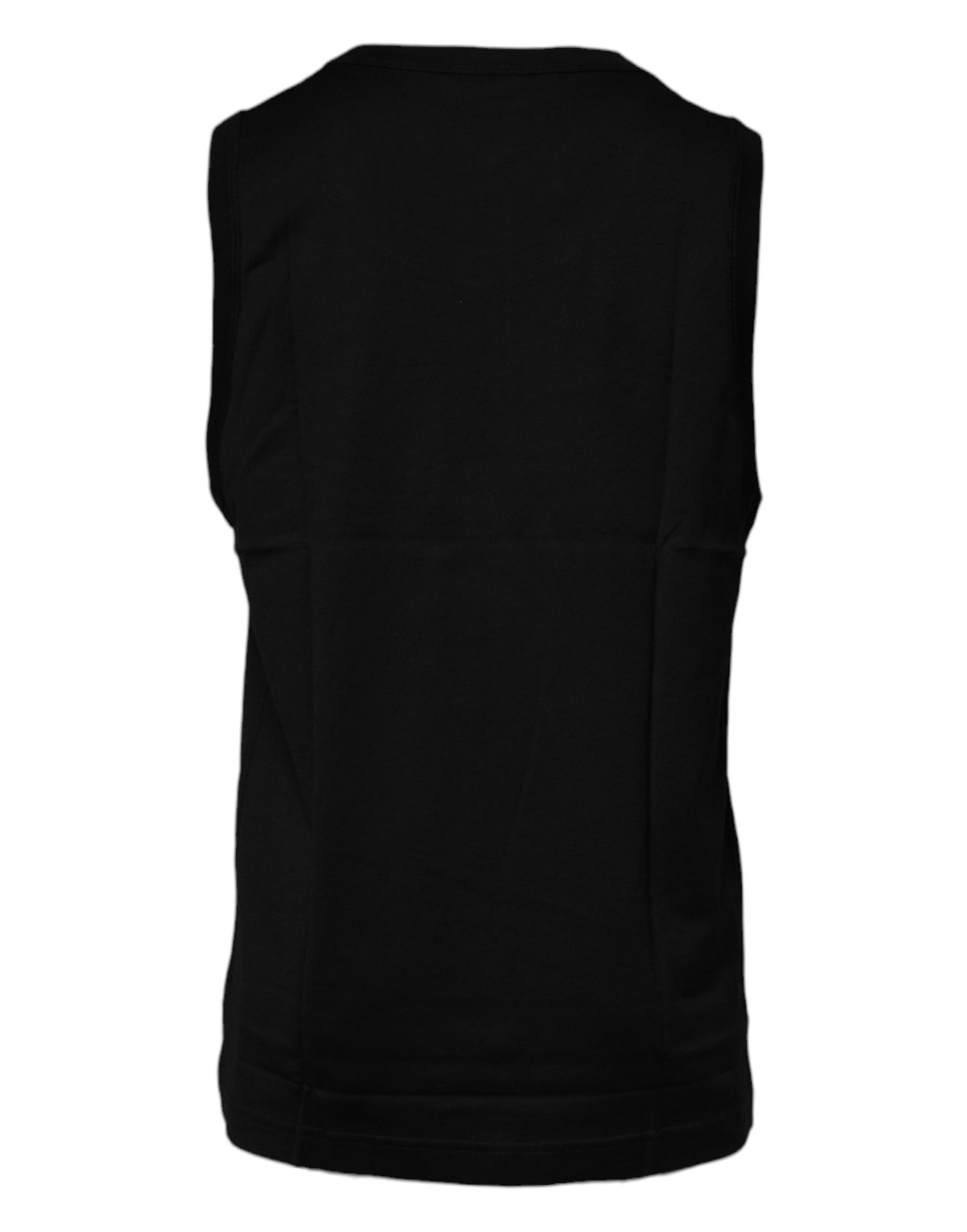Dolce & Gabbana Black Cotton Round Neck Sleeveless T-shirt by Dolce & Gabbana