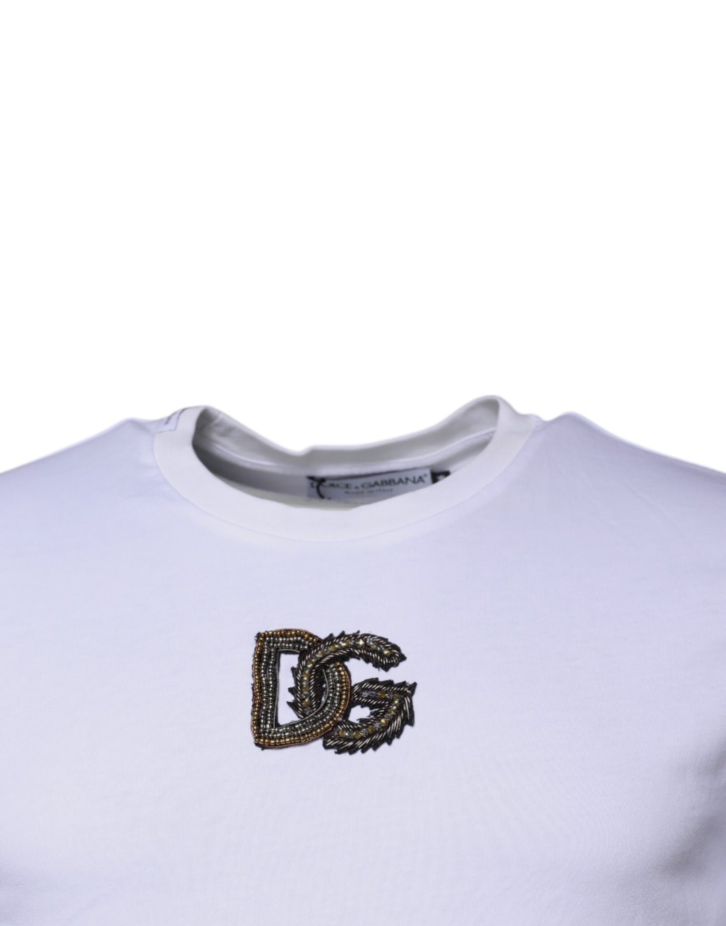 Dolce & Gabbana White DG Logo Cotton Crew Neck T-shirt by Dolce & Gabbana