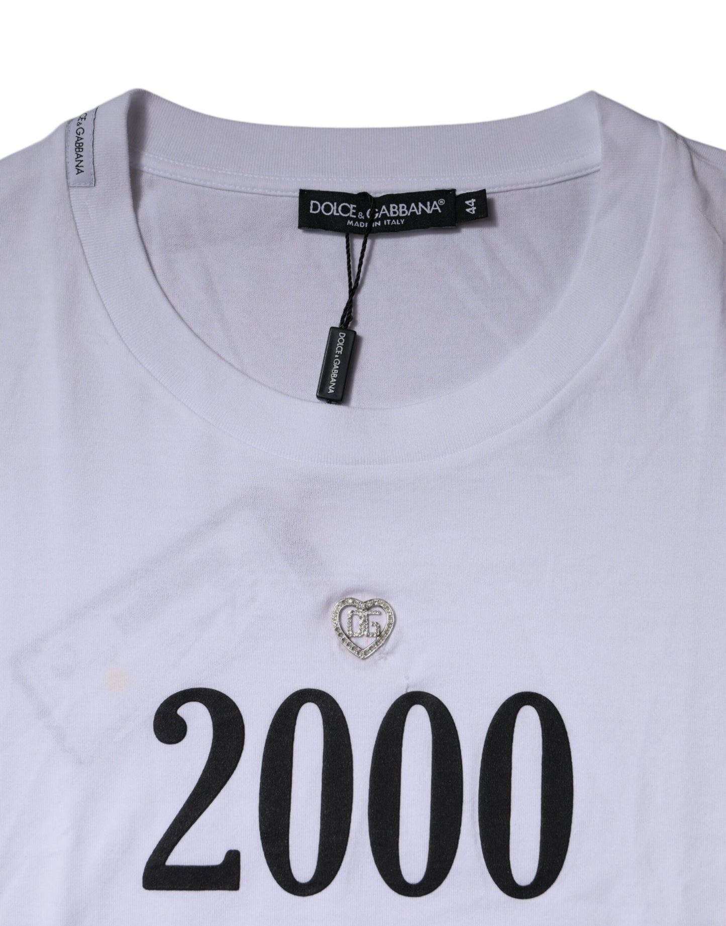 Dolce & Gabbana White Graphic Print Cotton Crew Neck T-shirt by Dolce & Gabbana