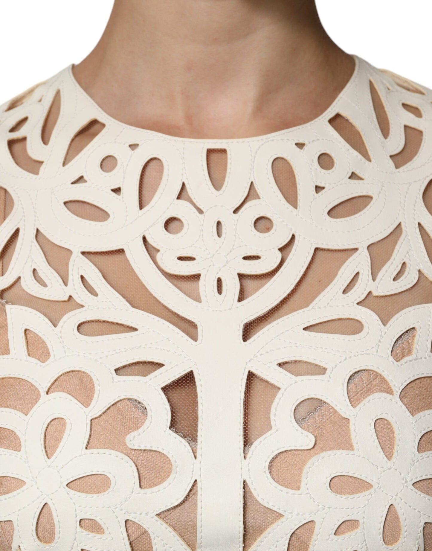Dolce & Gabbana White Cut Out Leather Sleeveless Midi Dress by Dolce & Gabbana