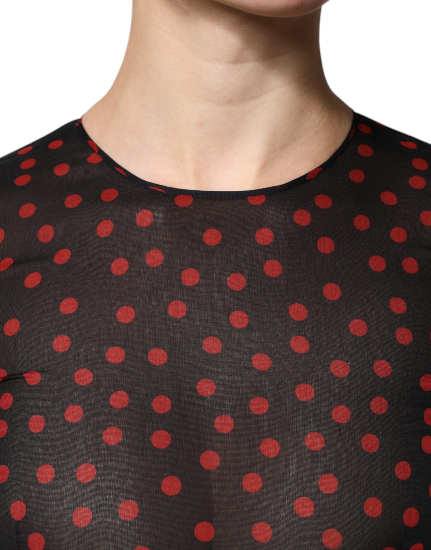 Dolce & Gabbana Black Red Polka Dot Silk Layered Midi Dress by Dolce & Gabbana
