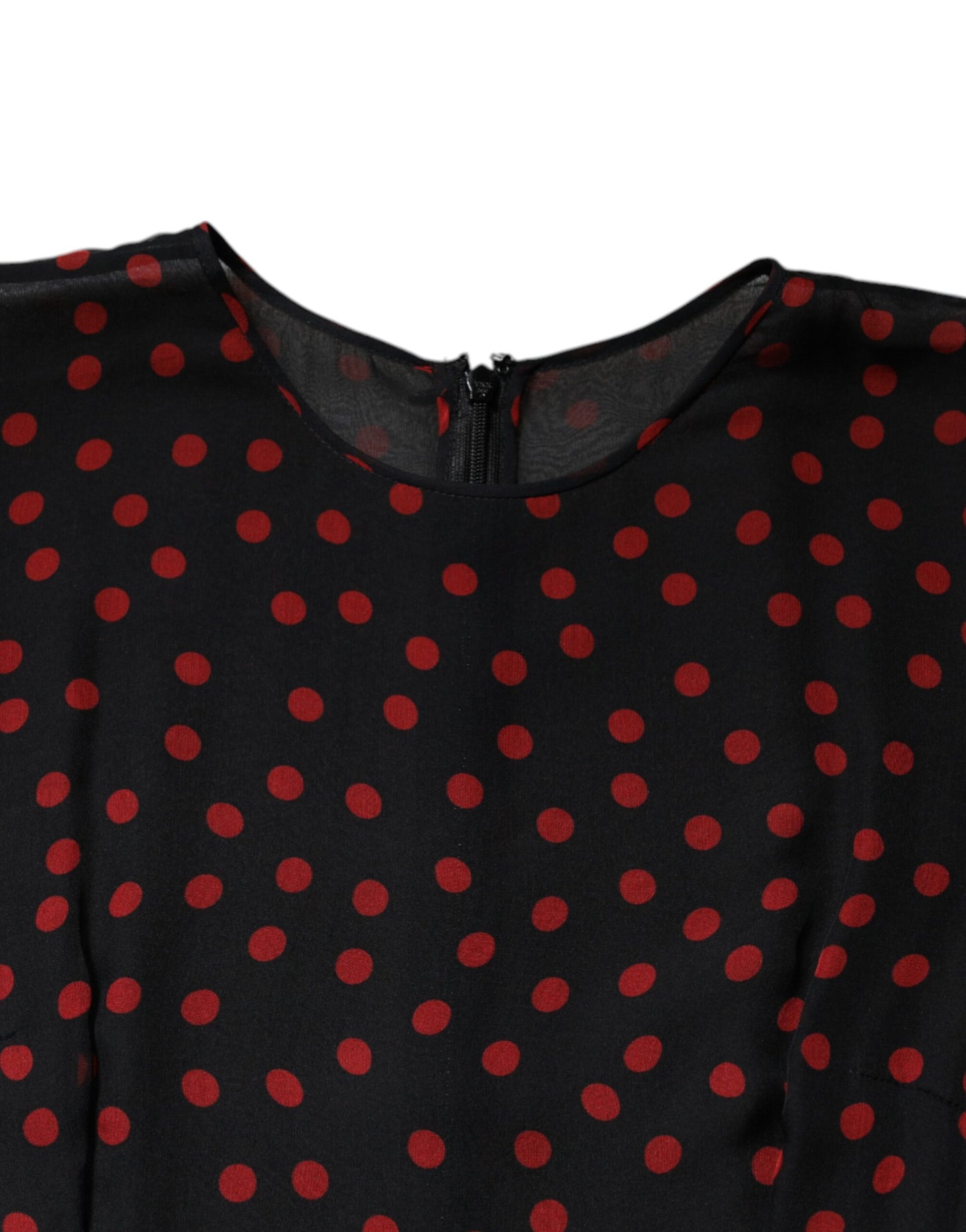 Dolce & Gabbana Black Red Polka Dot Silk Layered Midi Dress by Dolce & Gabbana