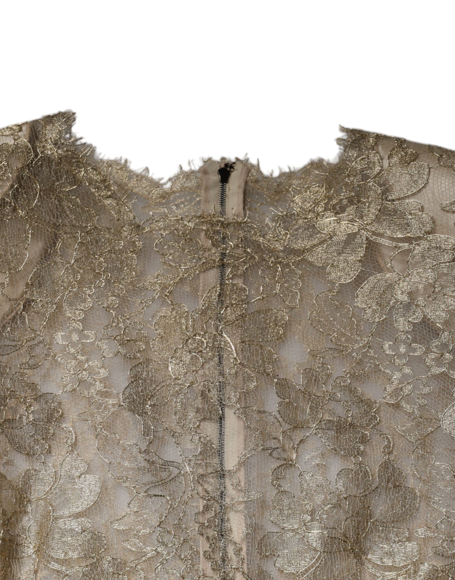 Dolce & Gabbana Gold Floral Lace A-line Sheath Mini Dress by Dolce & Gabbana