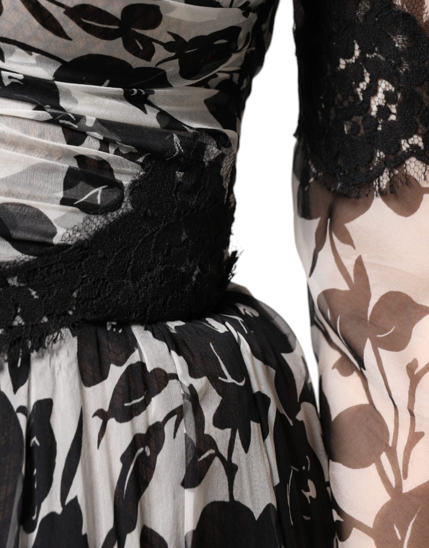 Dolce & Gabbana Black Silk Floral Lace Ricamo Ball Maxi Dress by Dolce & Gabbana