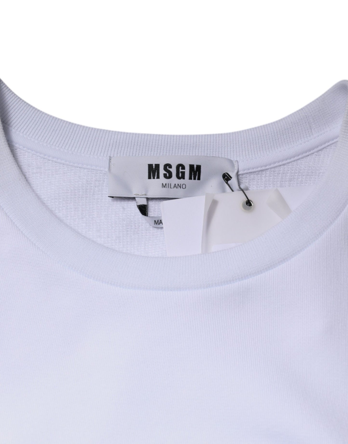 MSGM White Cotton Belted Long Sleeves Crew Neck Mini Dress by MSGM