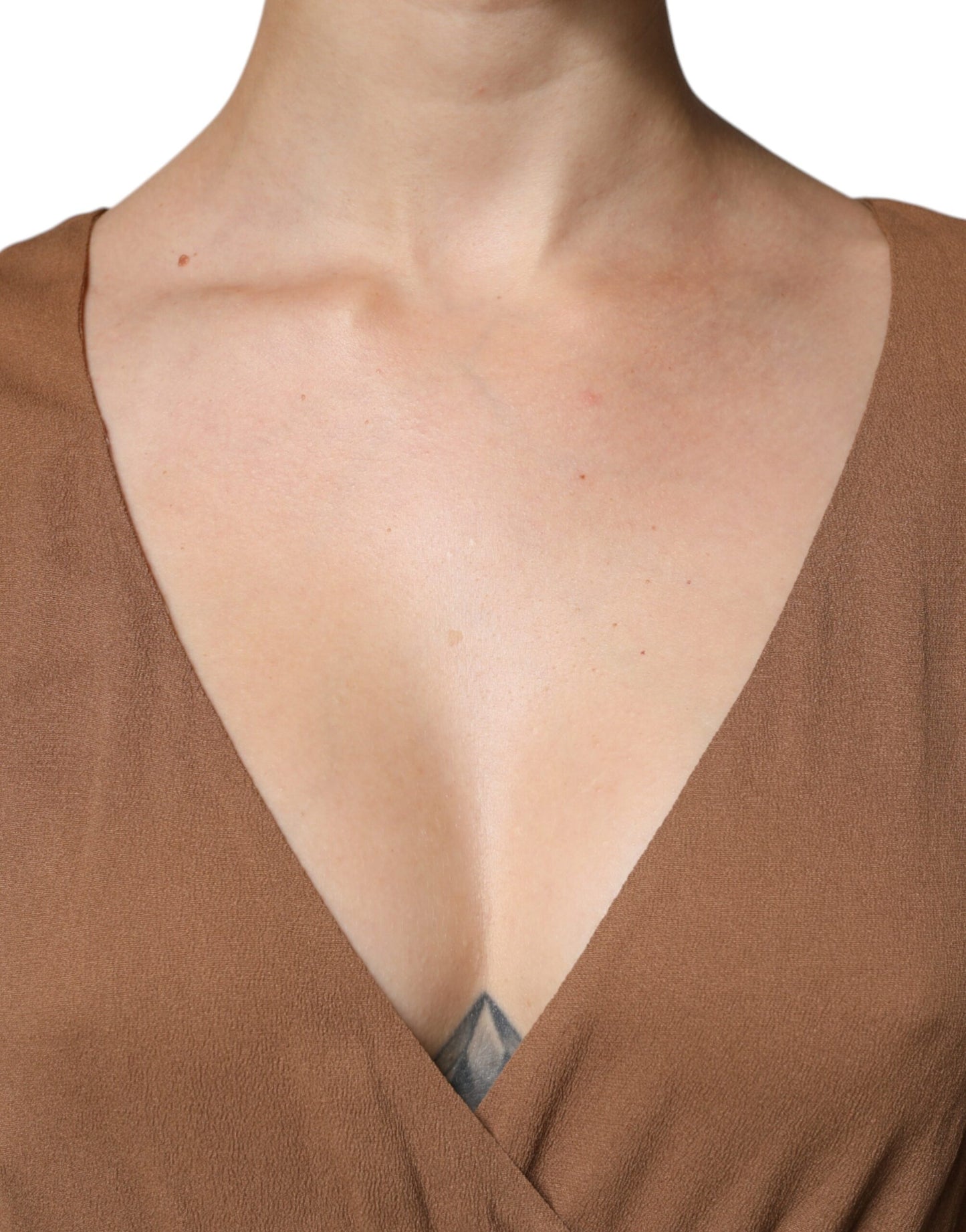 Fabiana Filippi Brown Sleeveless Deep V-neck A-line Long Maxi Dress by Fabiana Filippi