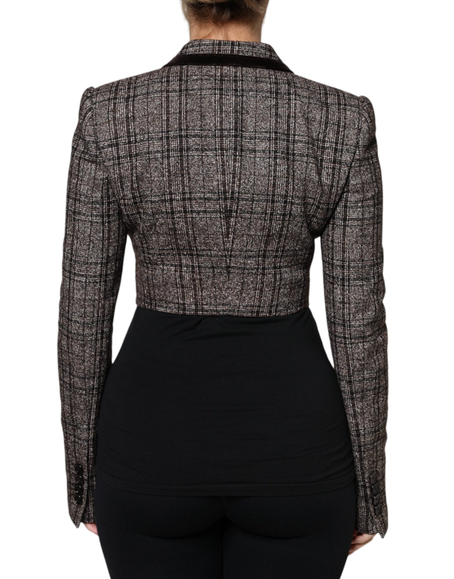 Dolce & Gabbana - Manteau court à manches longues et carreaux marron