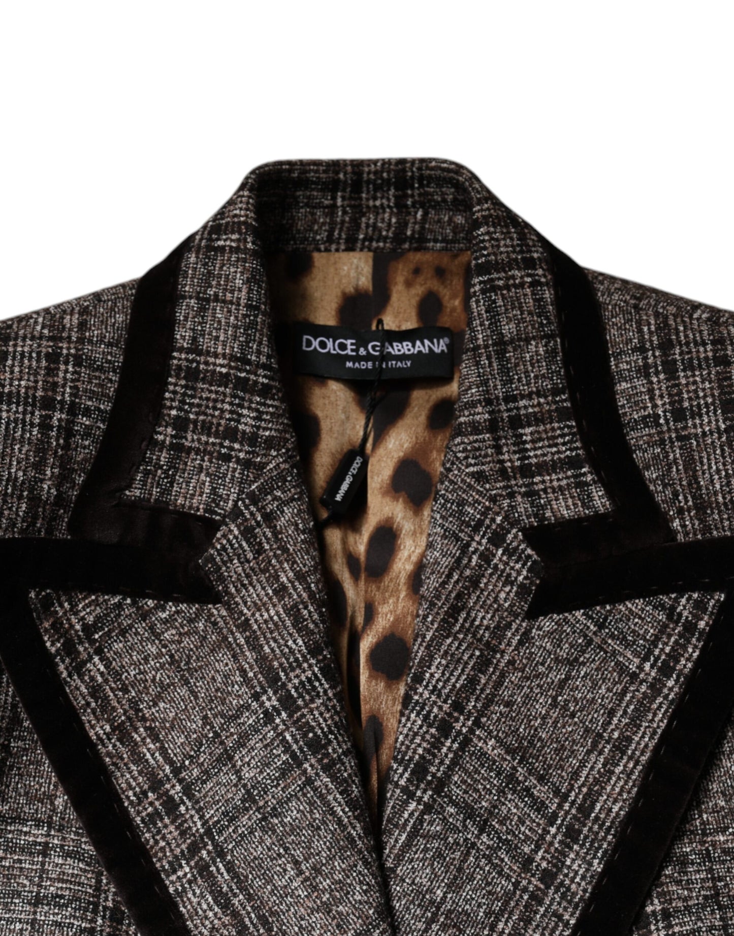 Dolce & Gabbana - Manteau court à manches longues et carreaux marron