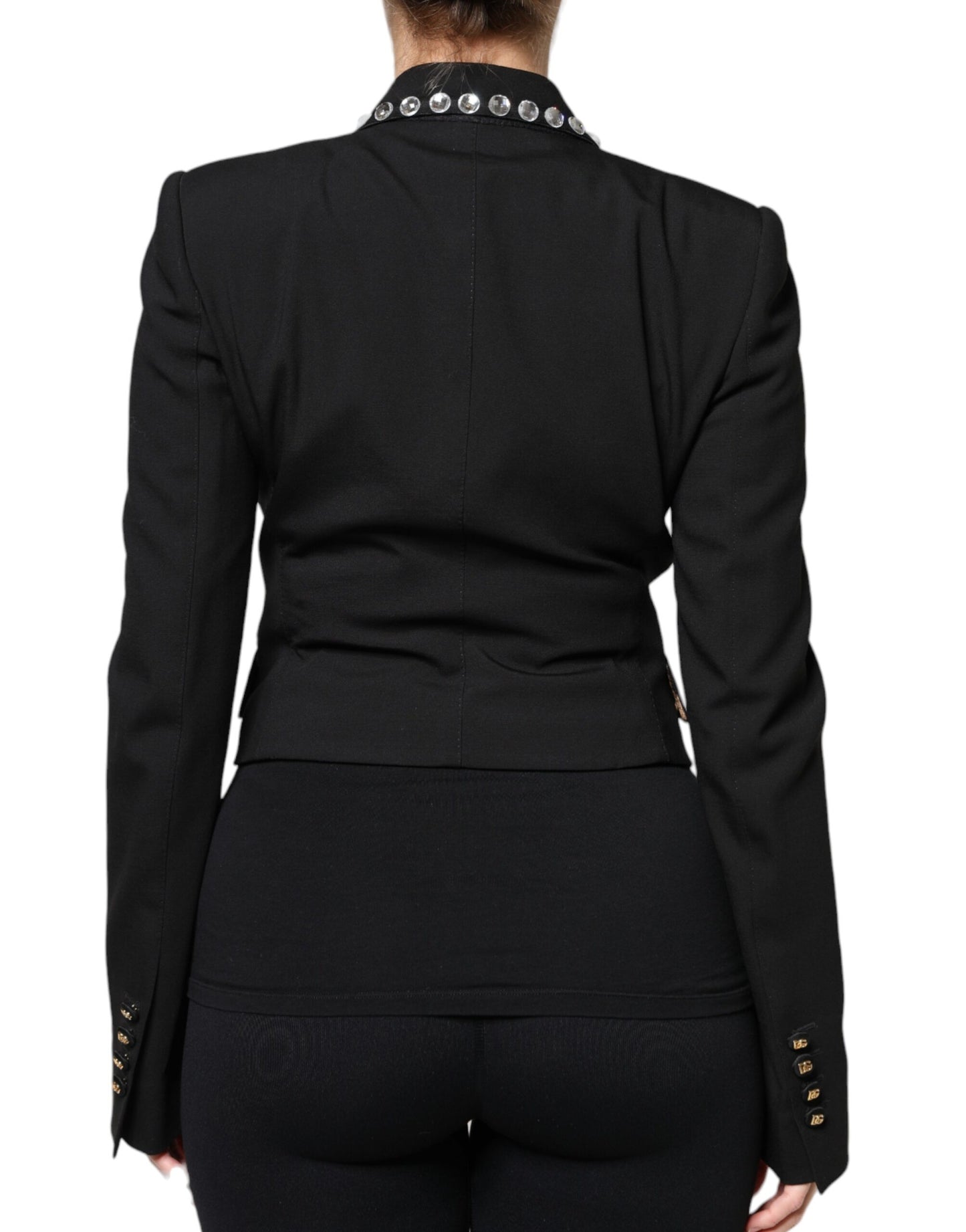 Veste blazer croisée noire à cristaux Dolce & Gabbana
