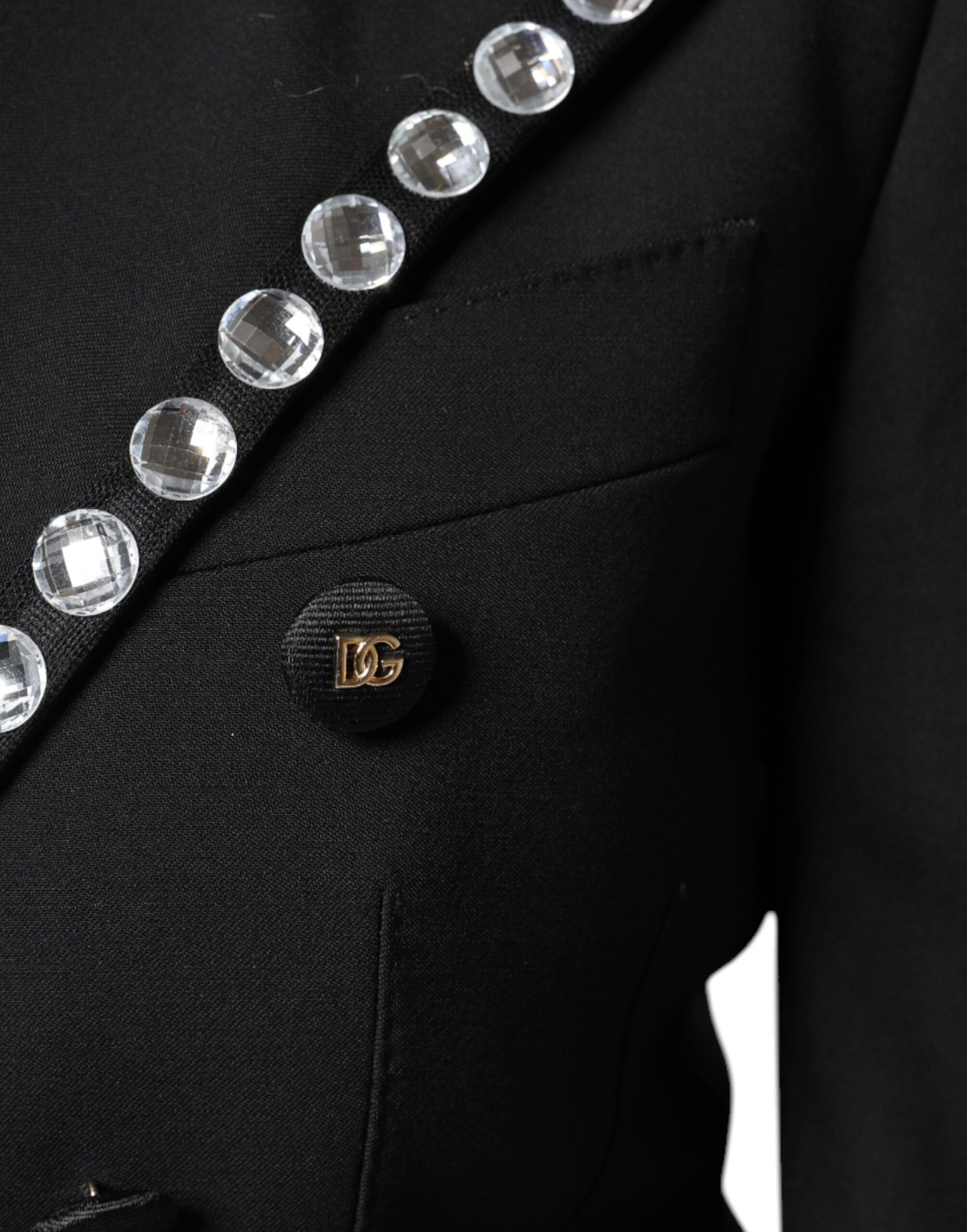Veste blazer croisée noire à cristaux Dolce & Gabbana