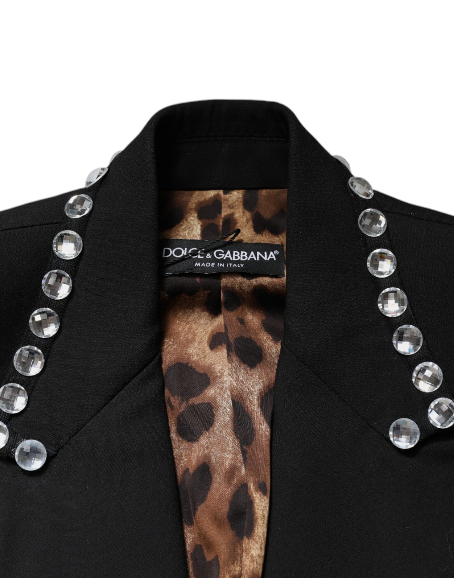 Veste blazer croisée noire à cristaux Dolce & Gabbana