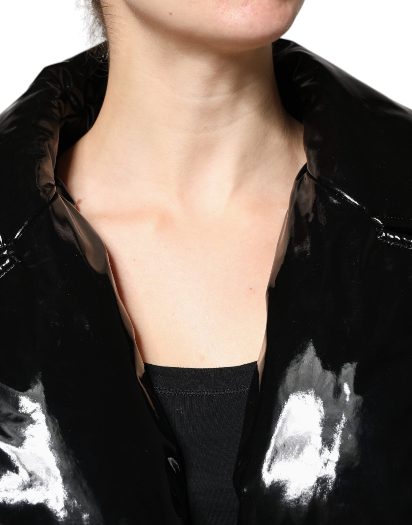 Veste blouson boutonnée en polyester noir Dolce & Gabbana
