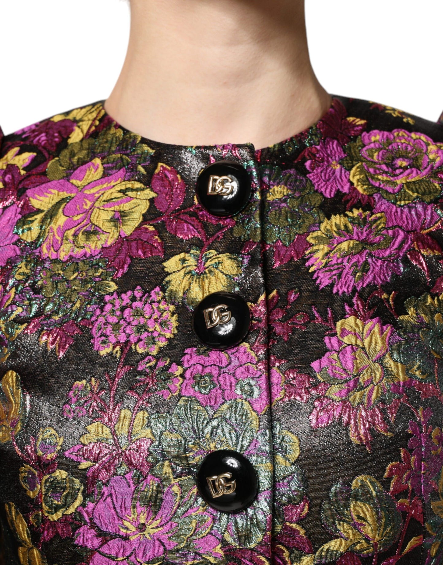 Veste courte en jacquard floral multicolore Dolce & Gabbana
