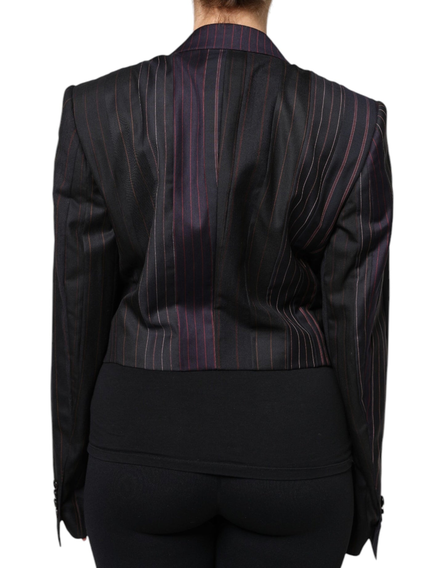 Dolce & Gabbana - Veste blazer courte en laine à rayures multicolores