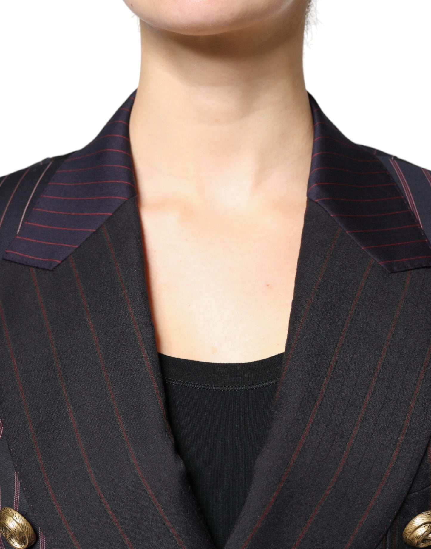 Dolce & Gabbana - Veste blazer courte en laine à rayures multicolores
