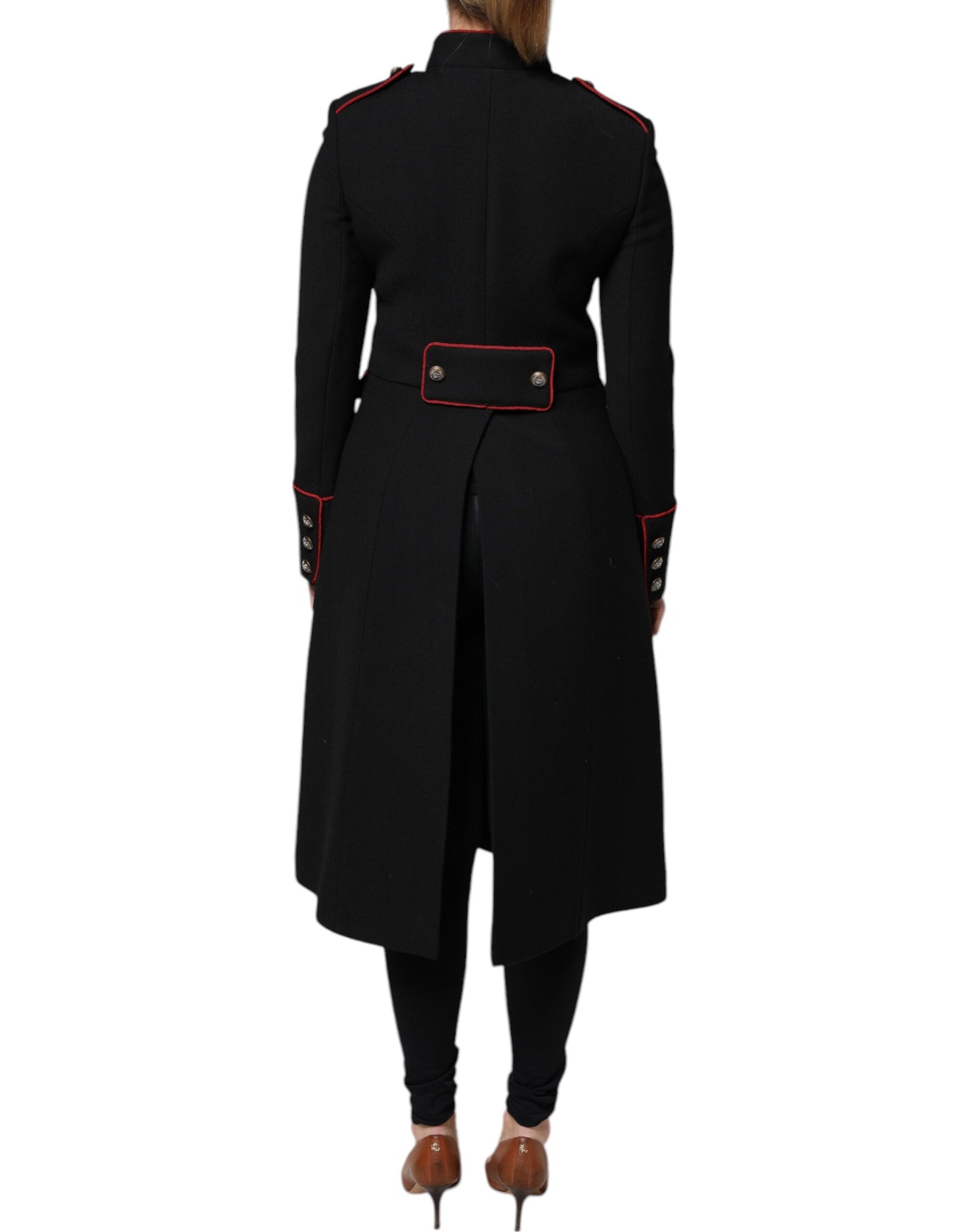Trench-coat noir à boutonnage simple Dolce & Gabbana