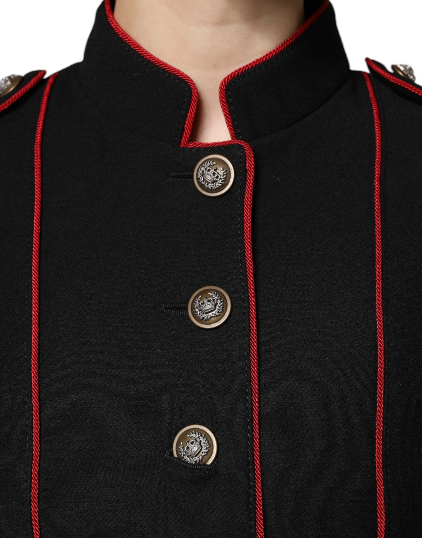 Trench-coat noir à boutonnage simple Dolce & Gabbana
