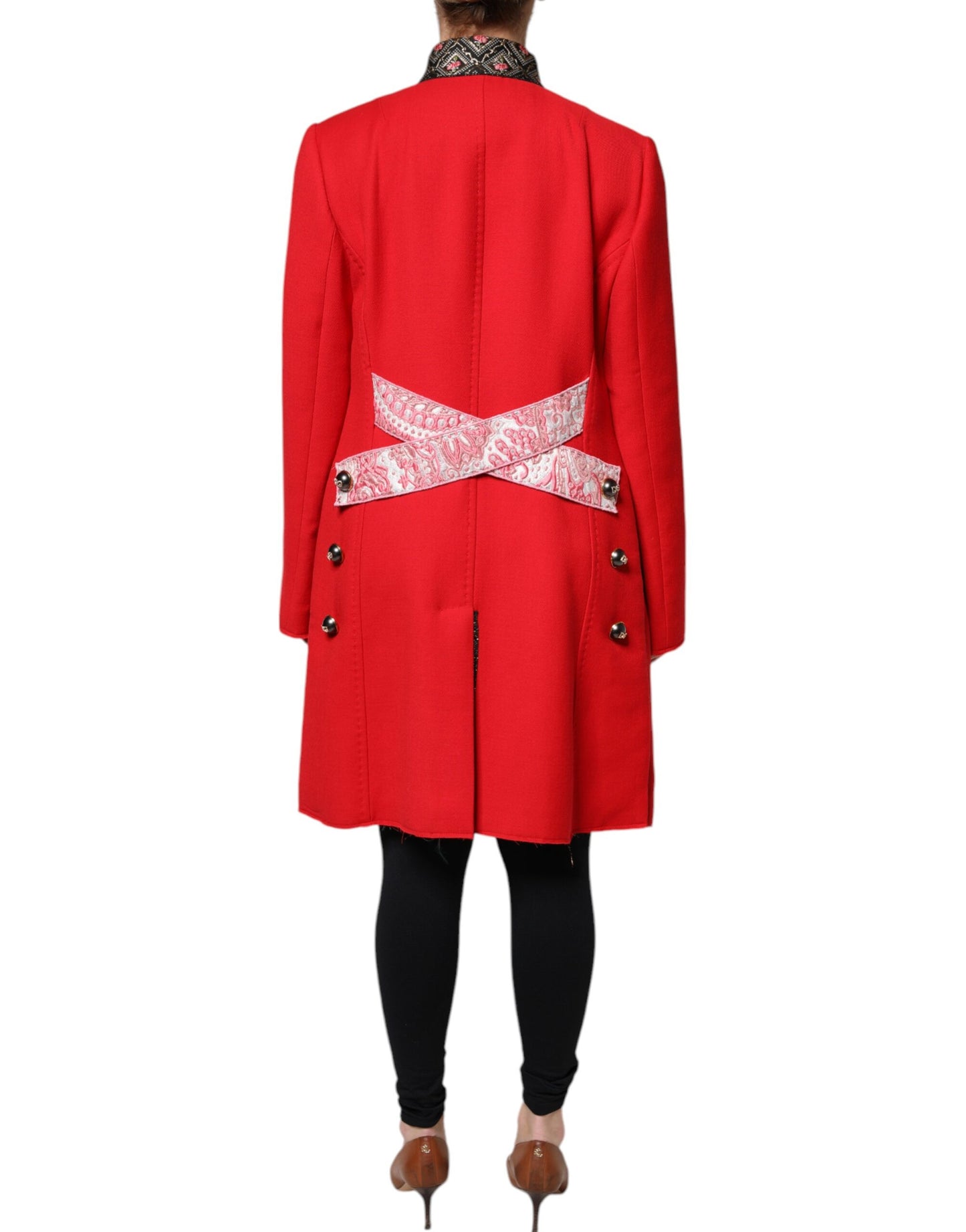 Trench-coat Dolce & Gabbana en laine jacquard rouge pour femme
