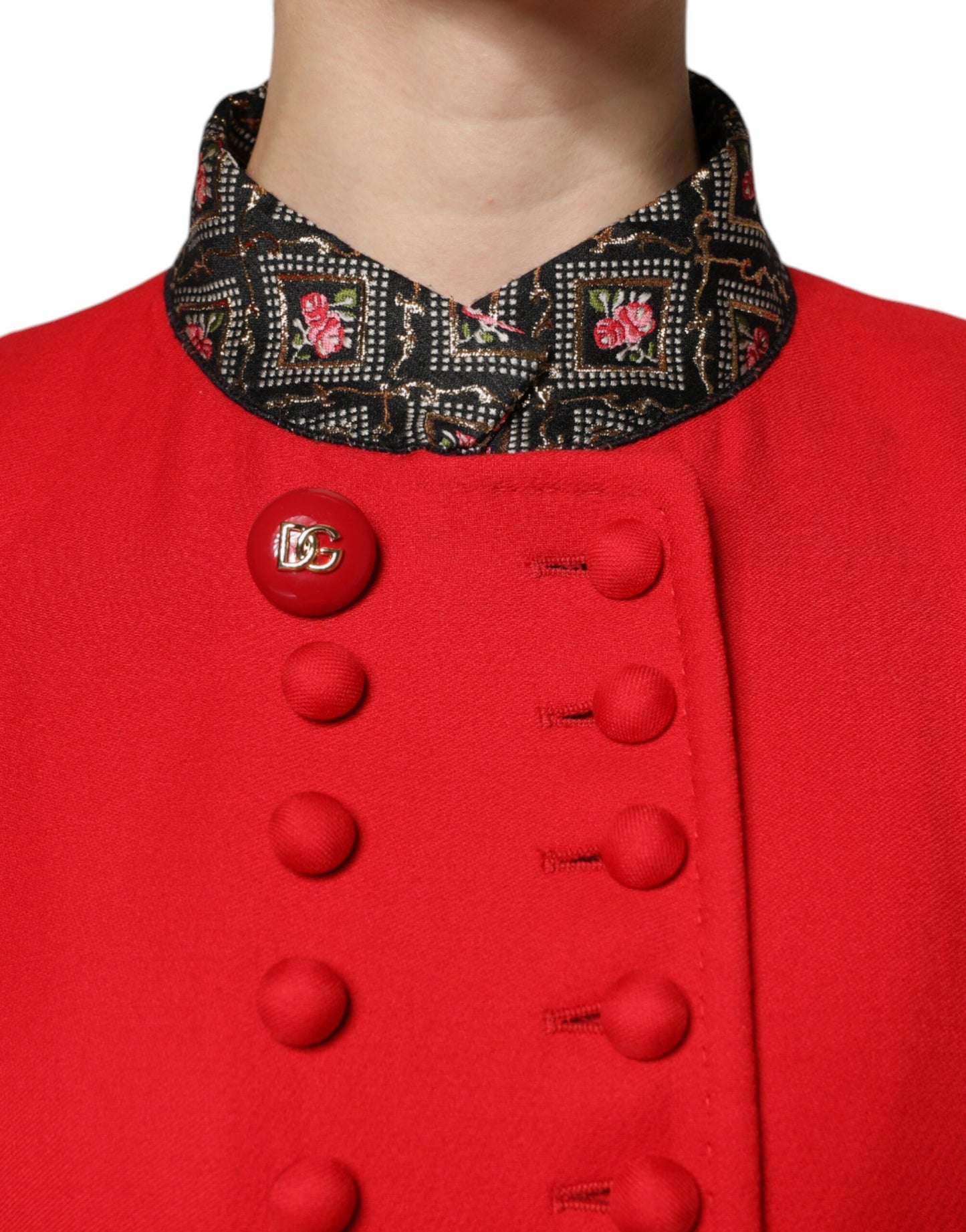 Trench-coat Dolce & Gabbana en laine jacquard rouge pour femme