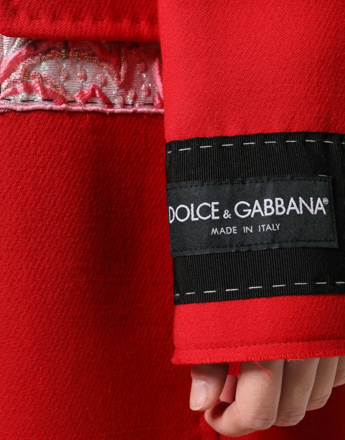 Trench-coat Dolce & Gabbana en laine jacquard rouge pour femme