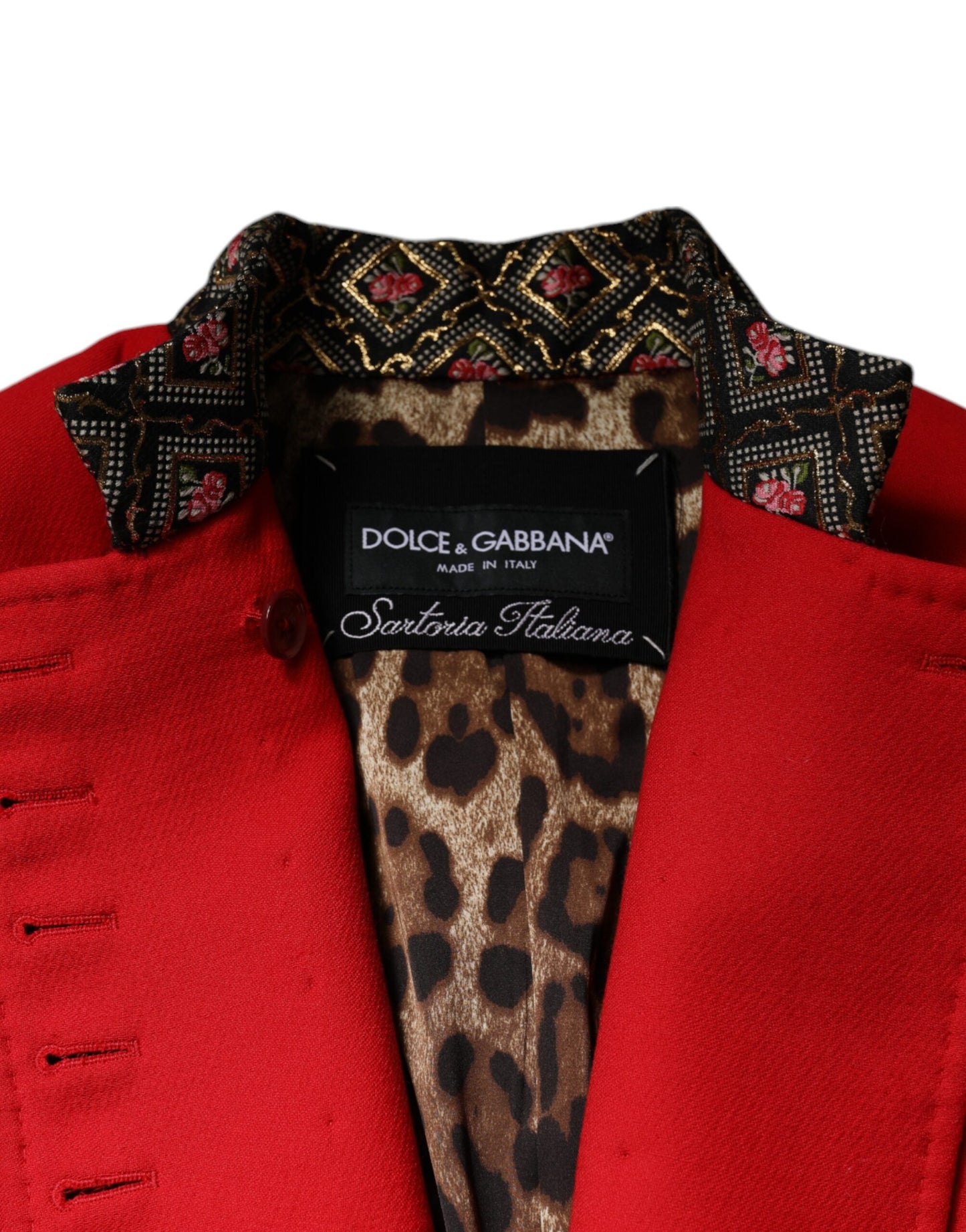 Trench-coat Dolce & Gabbana en laine jacquard rouge pour femme