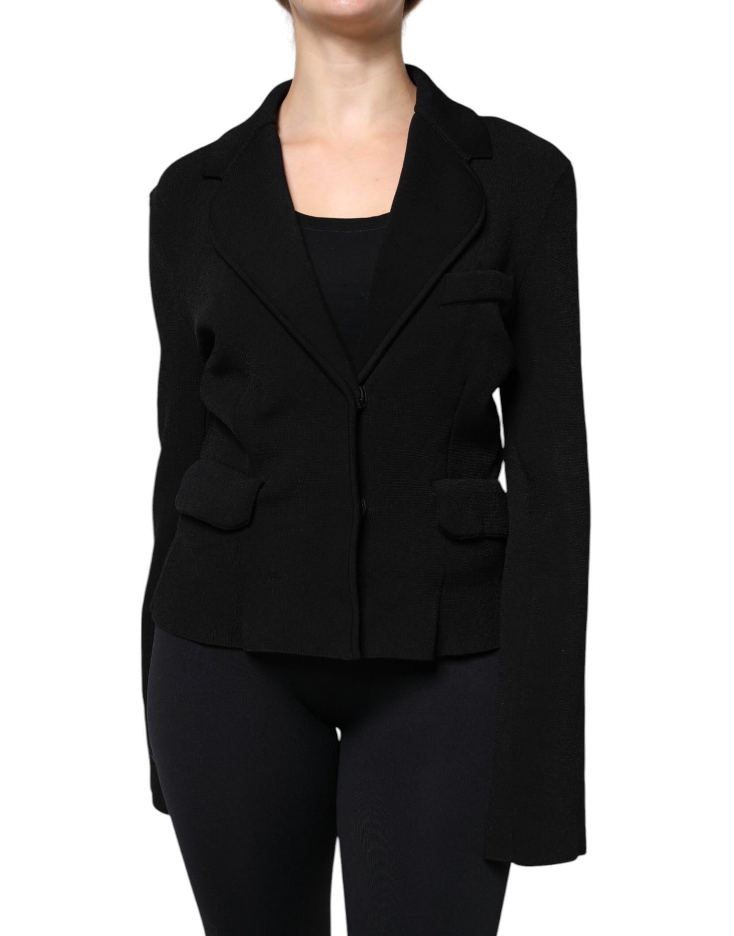 Veste blazer simple boutonnage en viscose noire Dolce & Gabbana