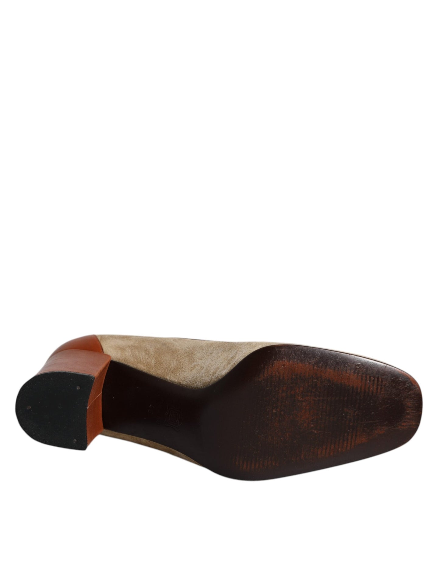 Escarpins à talons carrés Dolce & Gabbana en cuir beige et marron