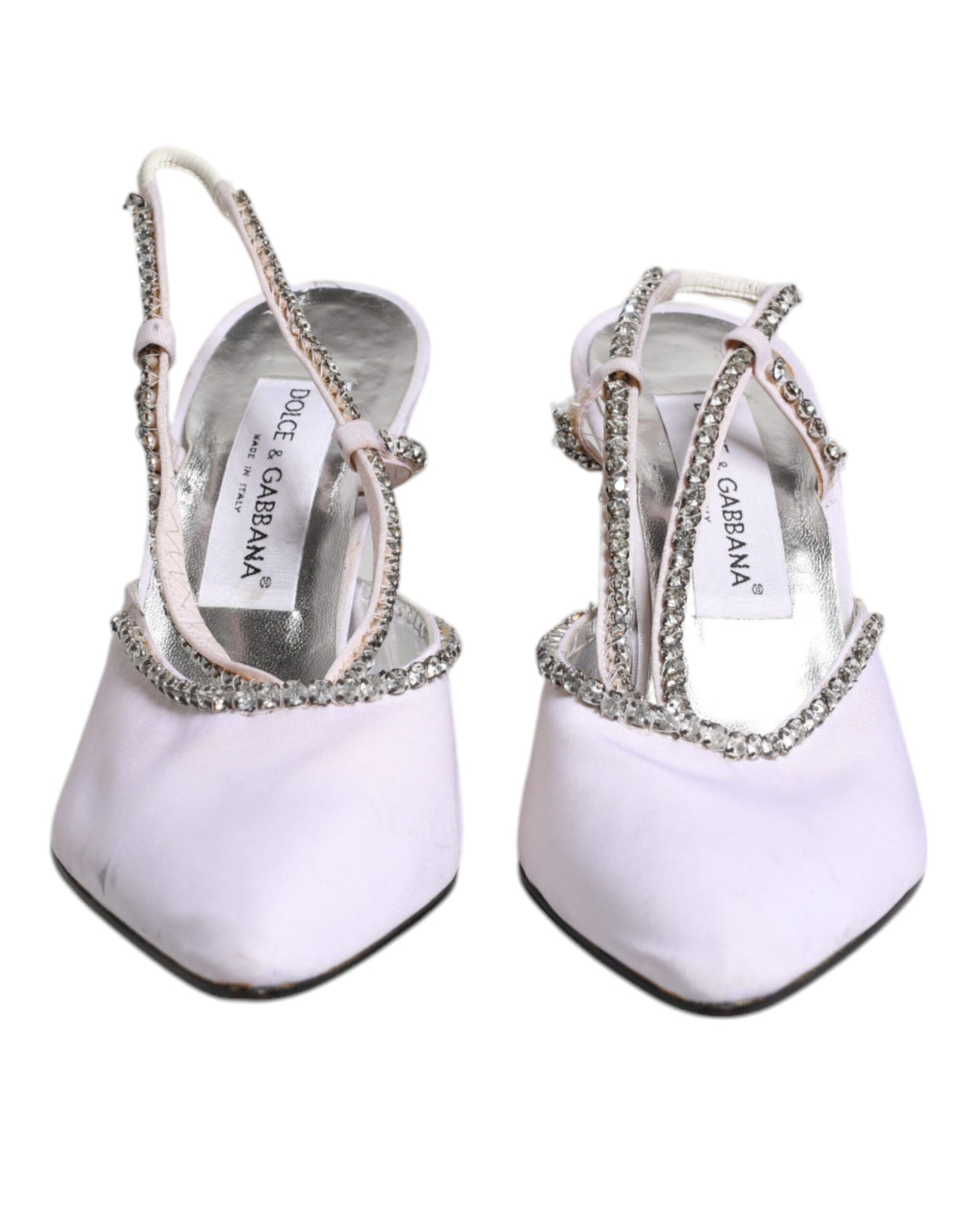 Escarpins Dolce & Gabbana à brides arrière et strass blancs