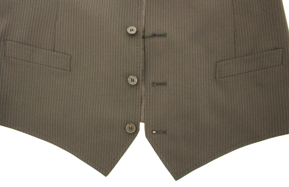 Dolce & Gabbana - Robe-gilet élégante en laine à rayures marron