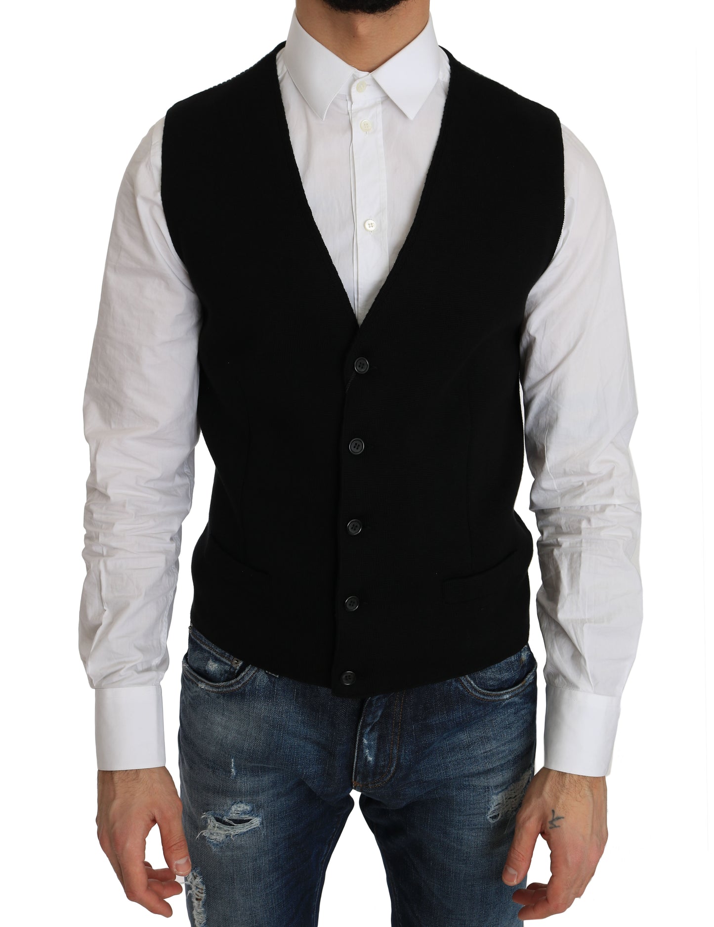 Gilet habillé en coton noir élégant Dolce & Gabbana