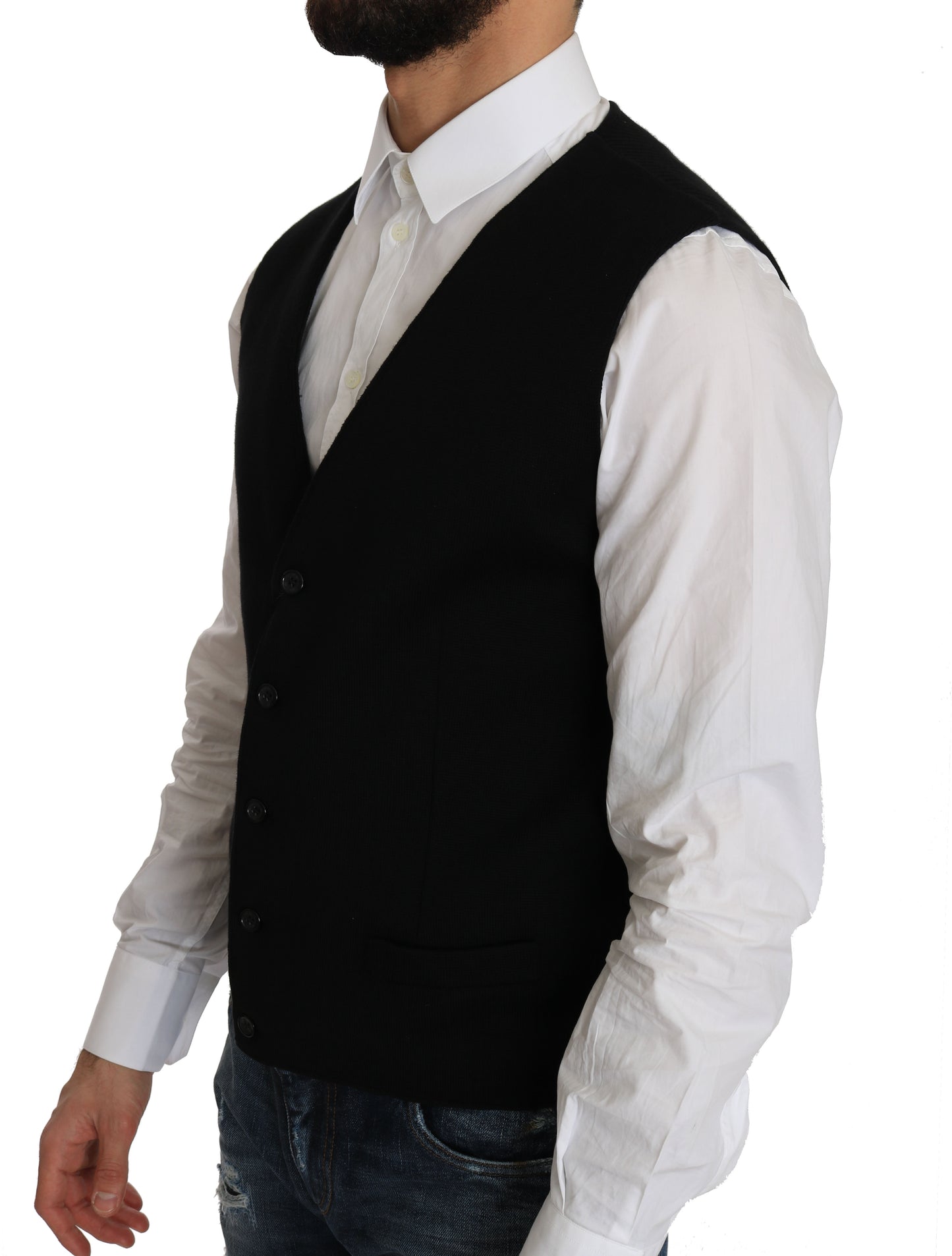 Gilet habillé en coton noir élégant Dolce & Gabbana
