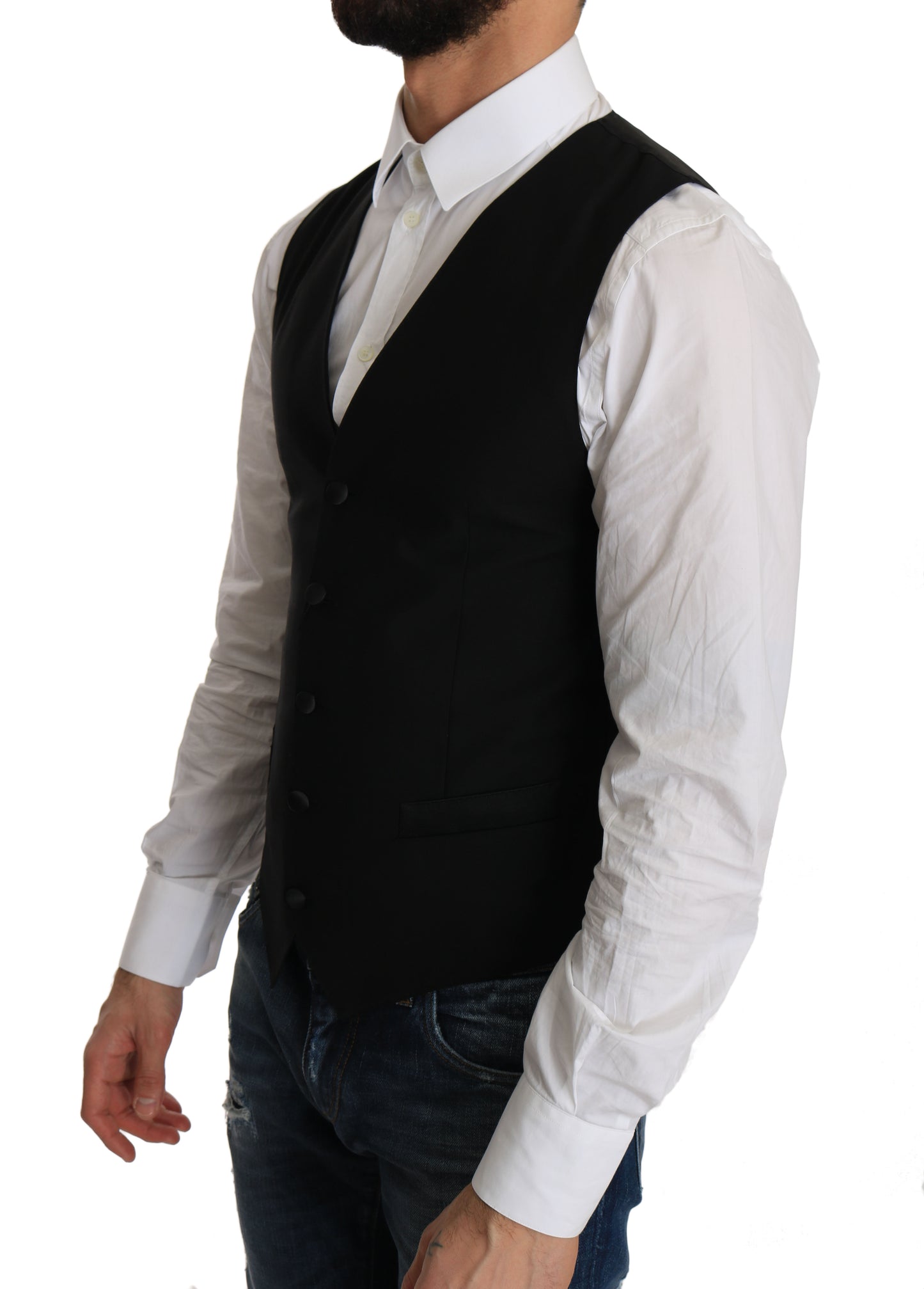 Cardigan habillé en laine mélangée noire élégante Dolce & Gabbana