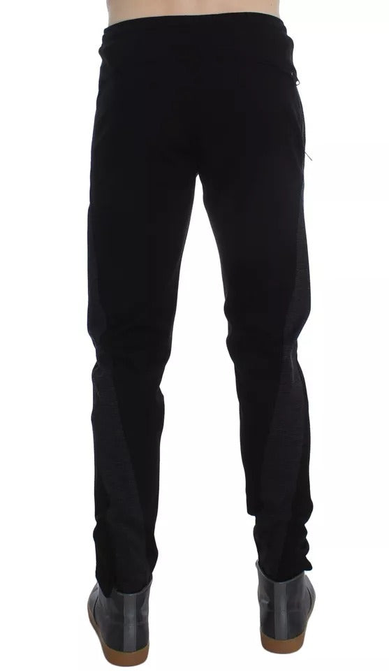 Dolce & Gabbana Black Gray Wool Casual Trousers Stripe Pants by Dolce & Gabbana