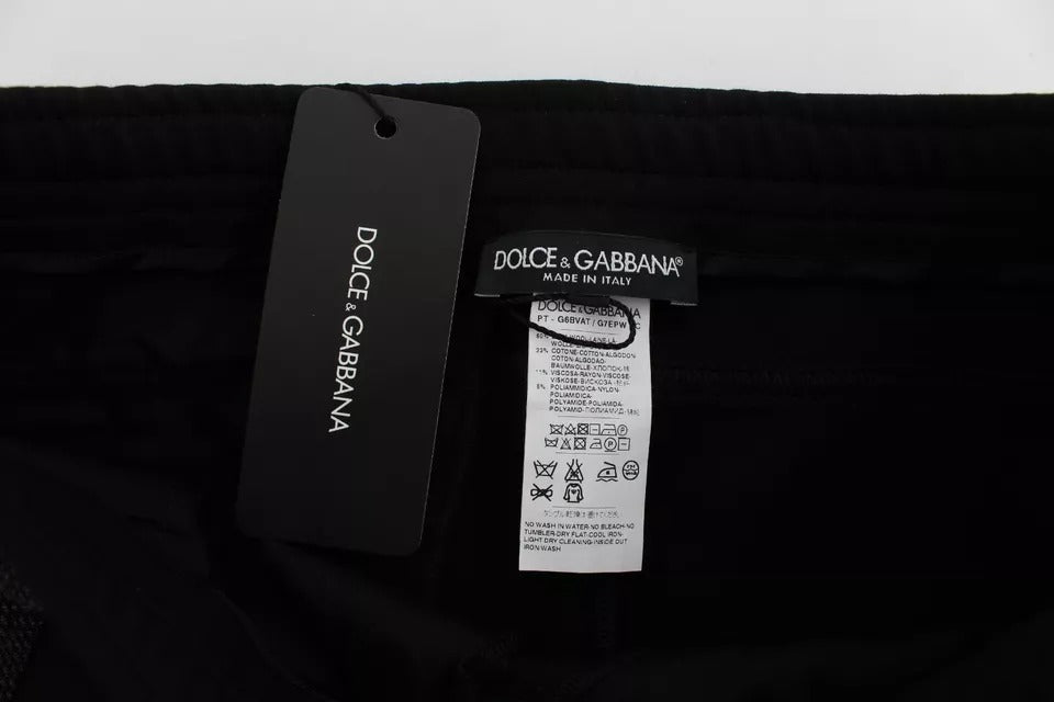 Dolce & Gabbana Black Gray Wool Casual Trousers Stripe Pants by Dolce & Gabbana