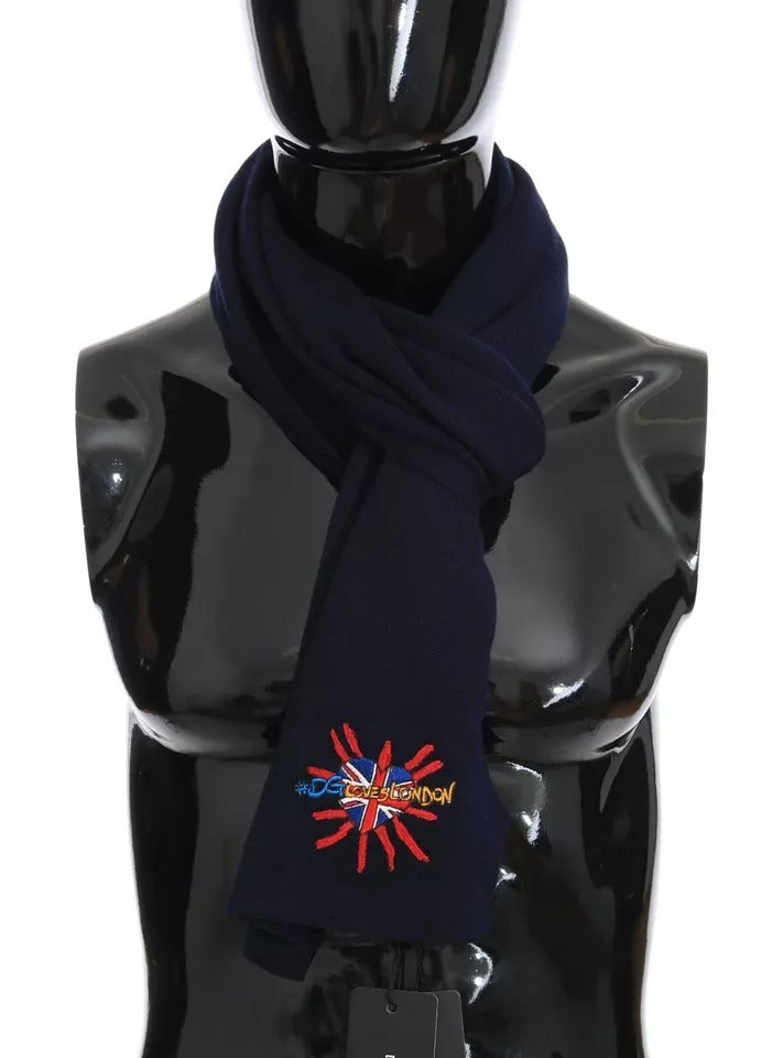 Dolce & Gabbana Blue Wool #DGLovesLondon Shawl Scarf by Dolce & Gabbana