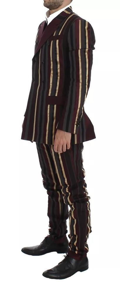 Costume 3 pièces slim fit à rayures multicolores Dolce & Gabbana