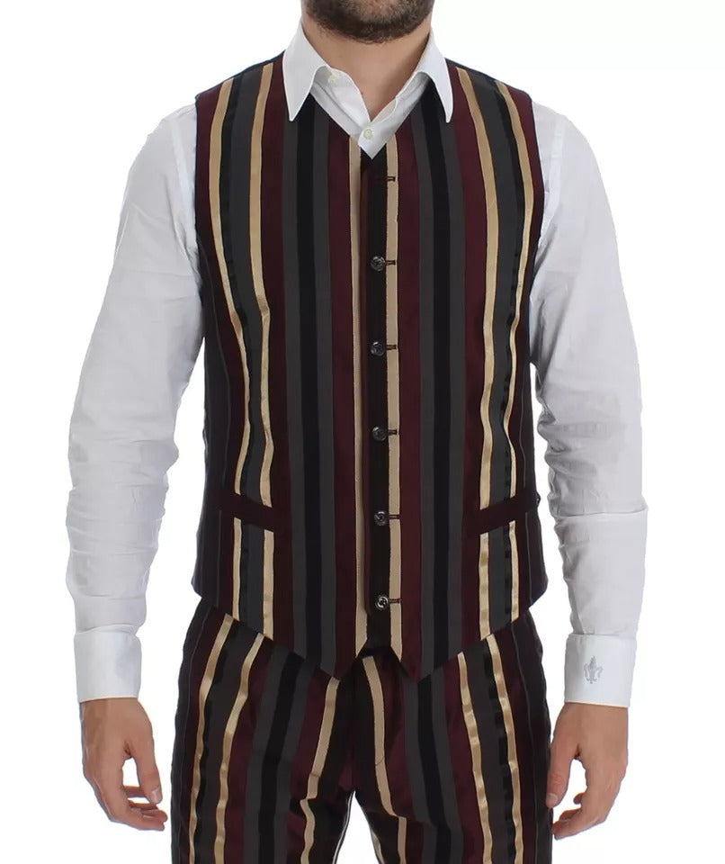 Costume 3 pièces slim fit à rayures multicolores Dolce & Gabbana
