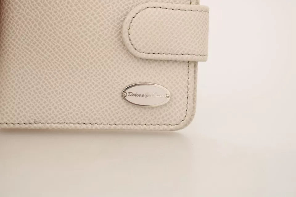 Portefeuille de poche avec étui à préservatifs en cuir Dauphine blanc Dolce & Gabbana
