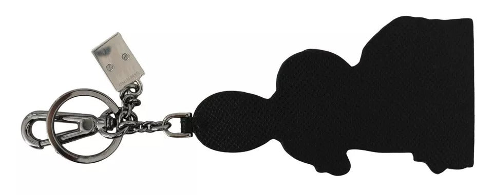 Porte-clés Dolce & Gabbana en cuir argenté avec logo Dominico Stefano #DGFAMILY