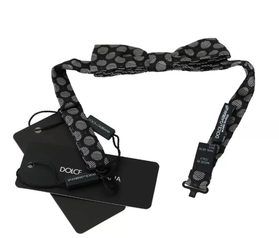 Dolce & Gabbana Black Silk Circles Men Necktie Bow Tie by Dolce & Gabbana